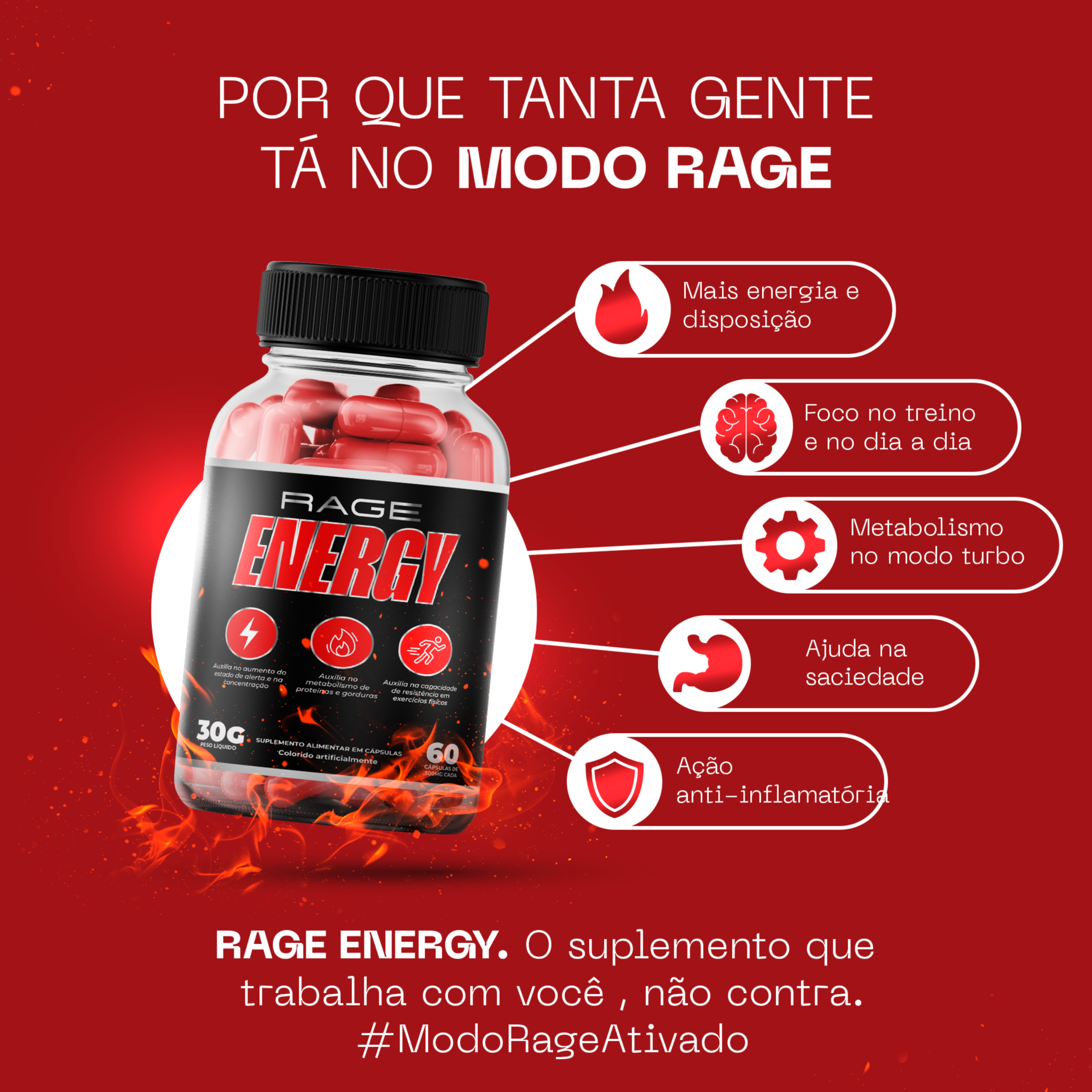 Rage Energy | 60 Cápsulas - Rage Labz - Imagem 3