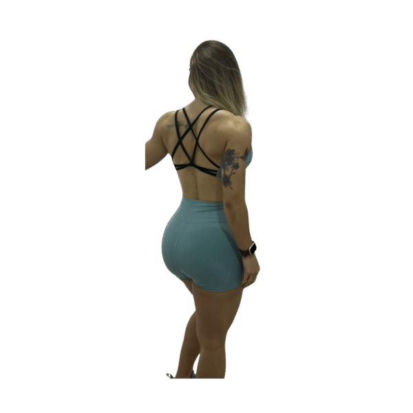 Conjunto Fitness Feminino | Poliamida Azul (Top + Short) - 36/38 - Imagem 2