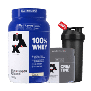 100% Whey + Creatina 100% Pura 300g + Coqueteleira Grátis