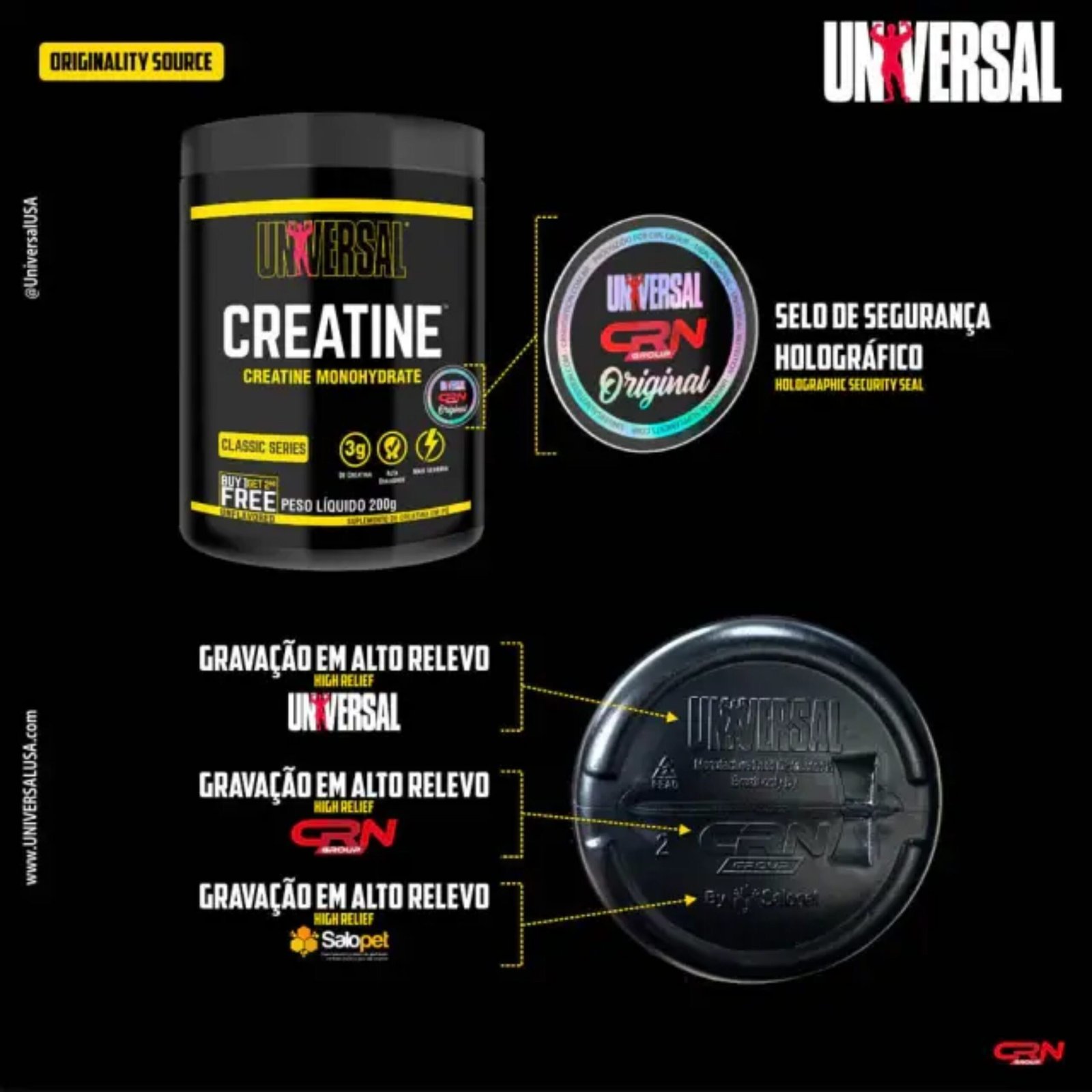 Creatina 100% Pura | Monohidratada | 300g - Universal - Imagem 3